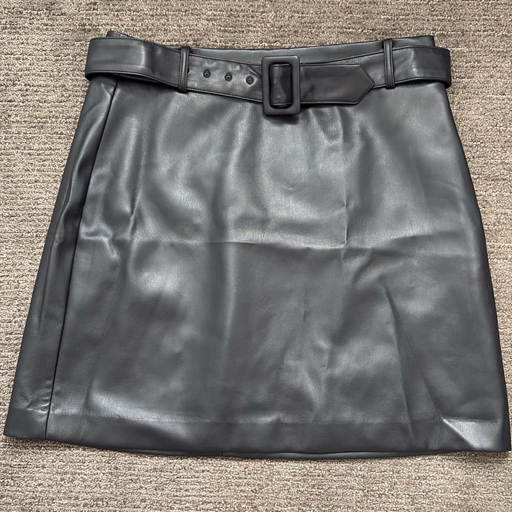 LOFT faux leather belted skirt